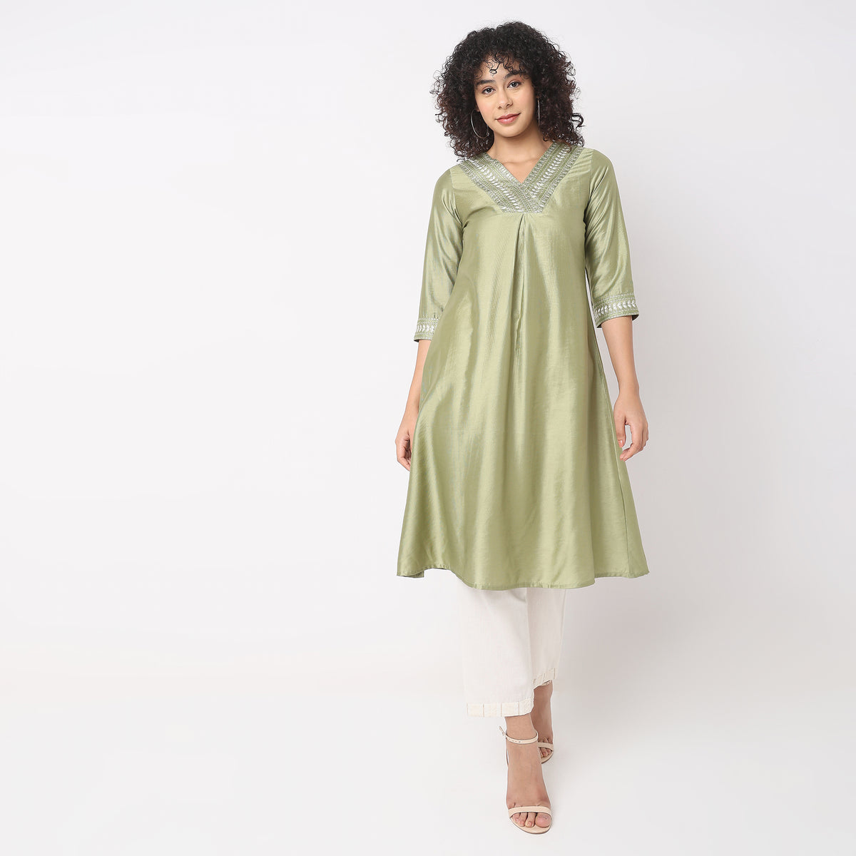 Flare Fit Embroidered Kurta