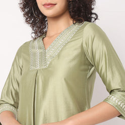 Flare Fit Embroidered Kurta
