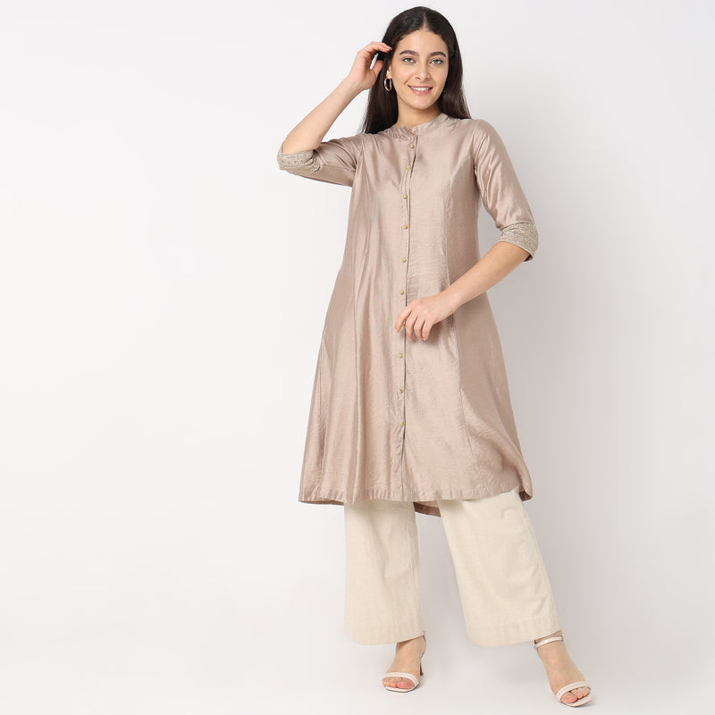 Flare Fit Embroidered Kurta