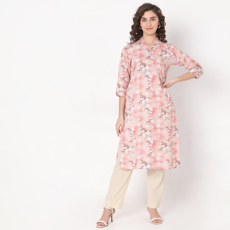 Straight Fit Floral Kurta