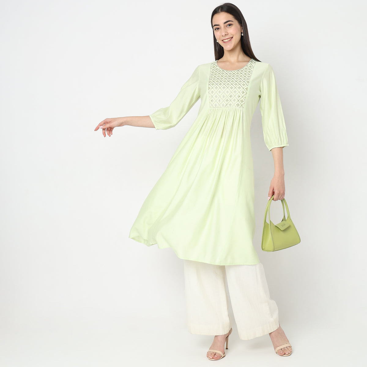 Flare Fit Embellished Kurta