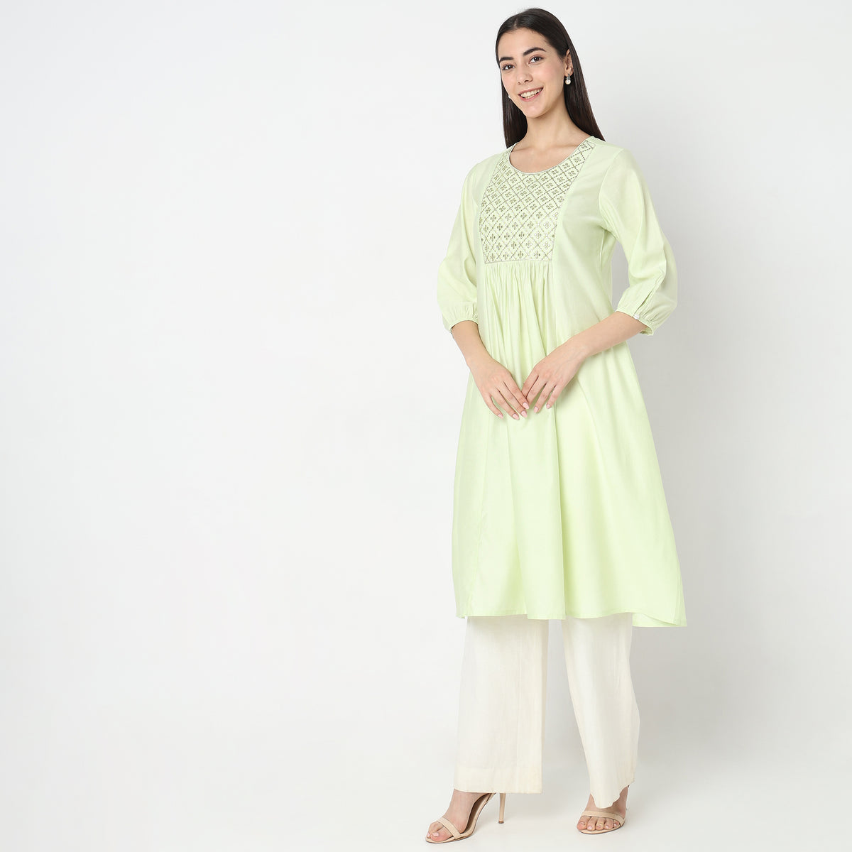 Flare Fit Embellished Kurta