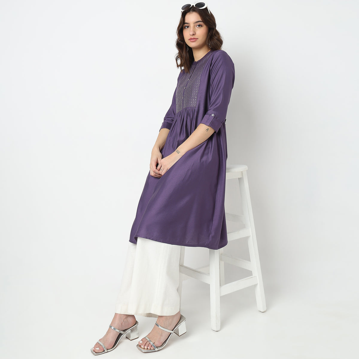 Flare Fit Embellished Kurta