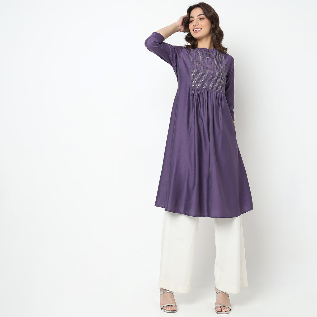 Flare Fit Embellished Kurta