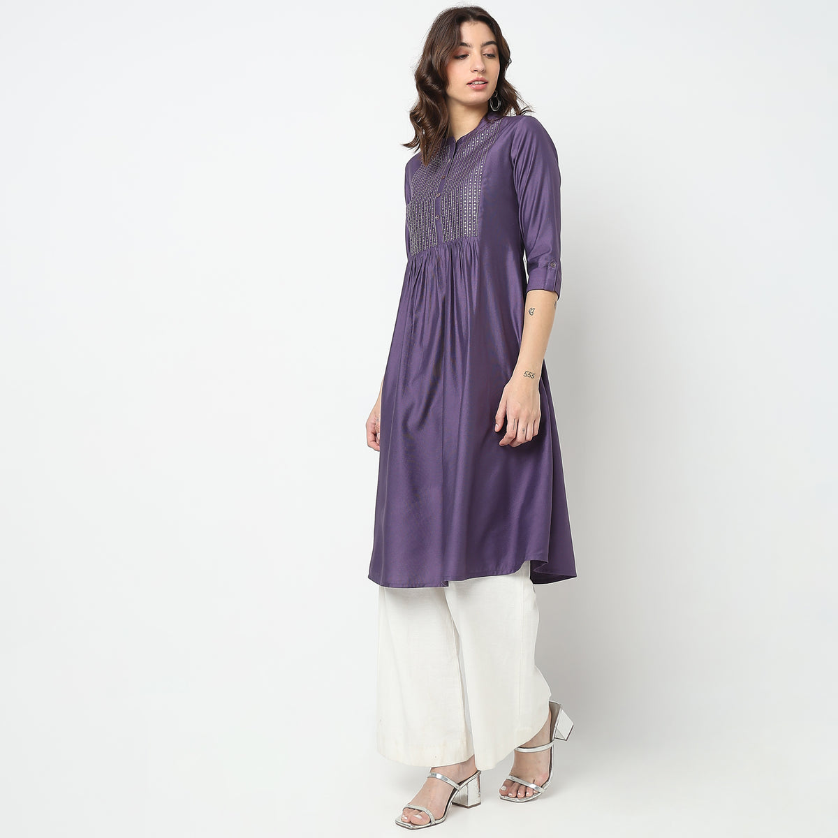 Flare Fit Embellished Kurta