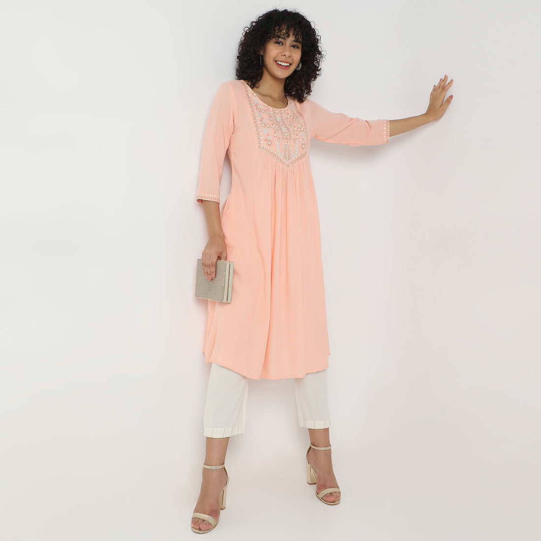 Straight Fit Embroidered Kurta