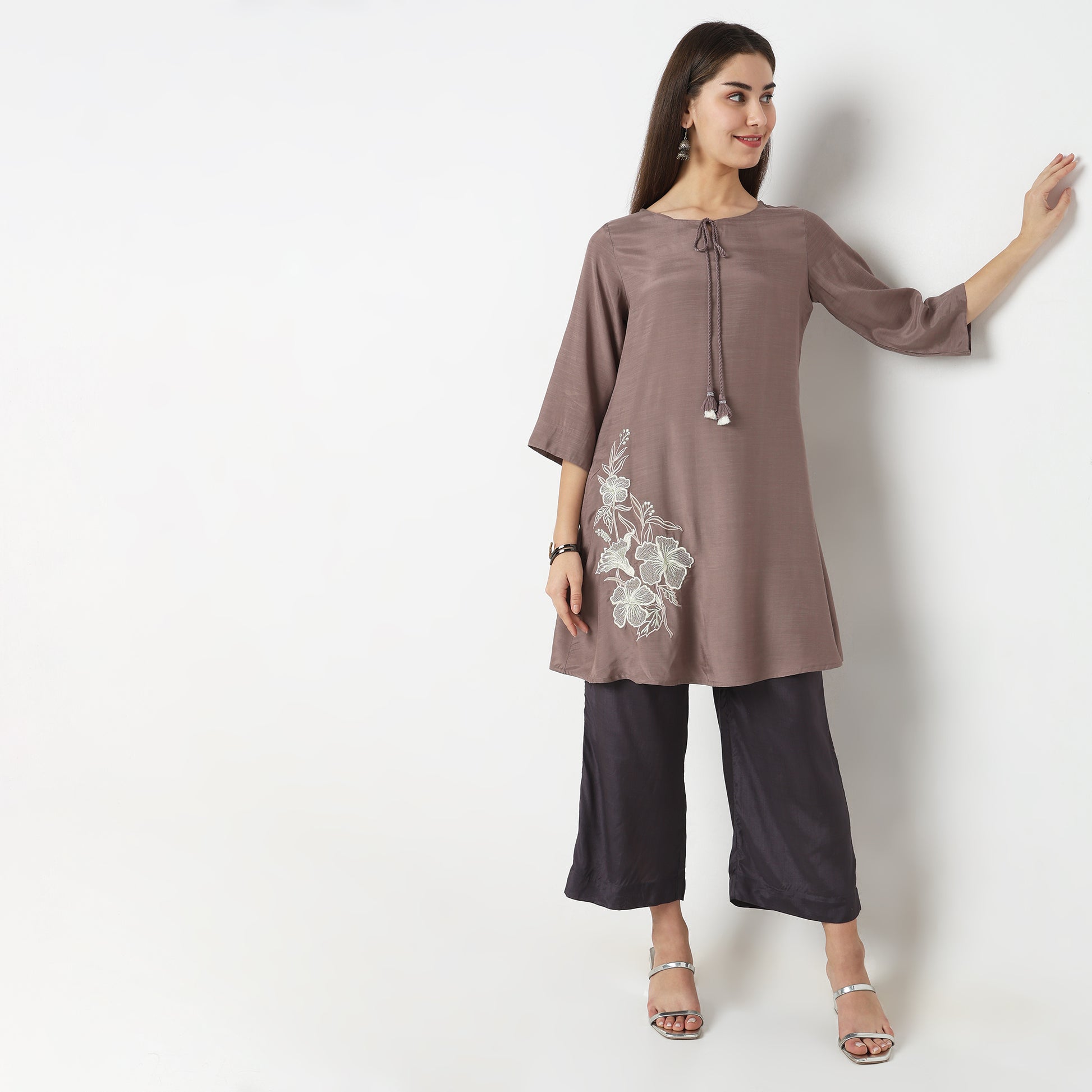 Mid Flare Solid Mid Rise Palazzos