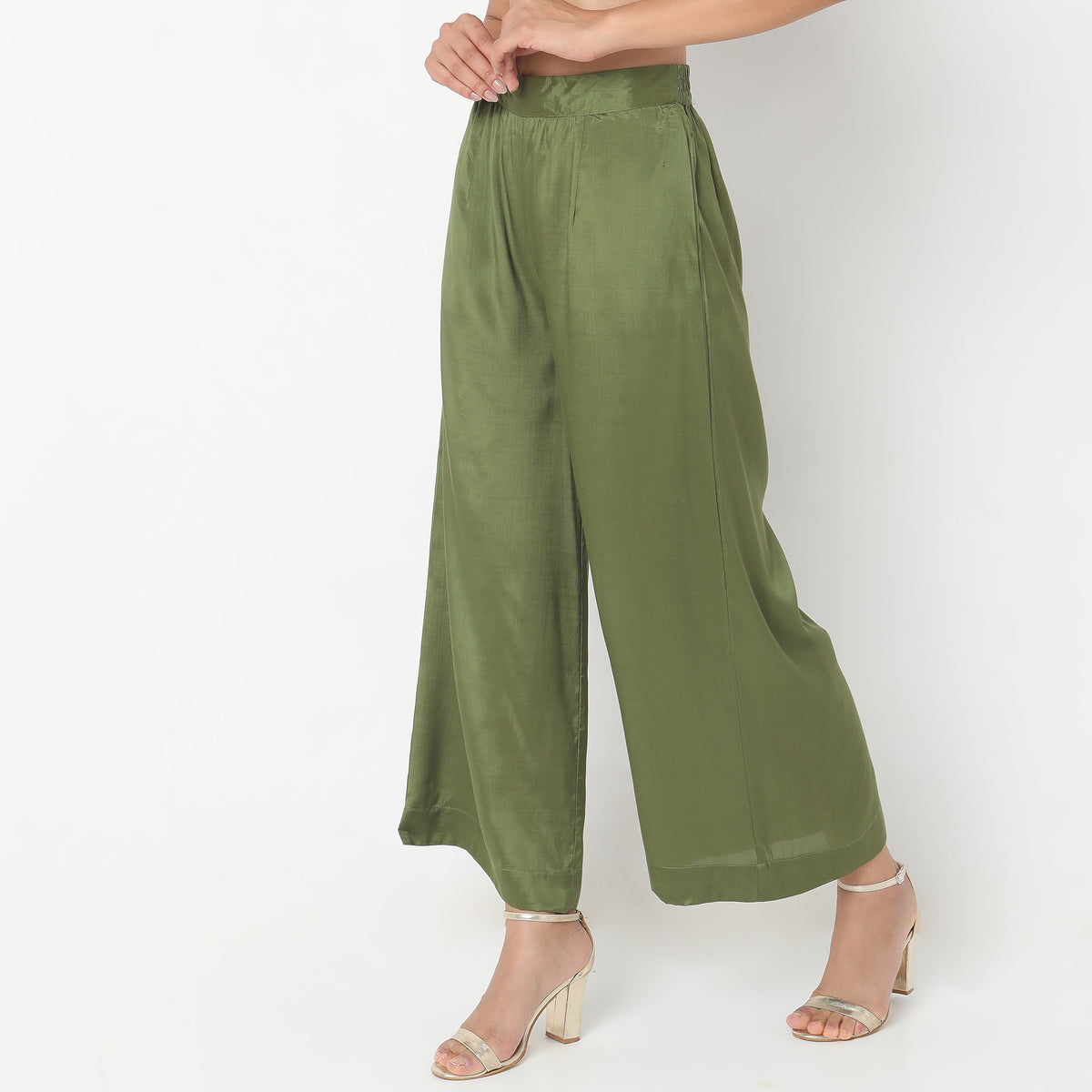 Flare Fit Solid High Rise Palazzos