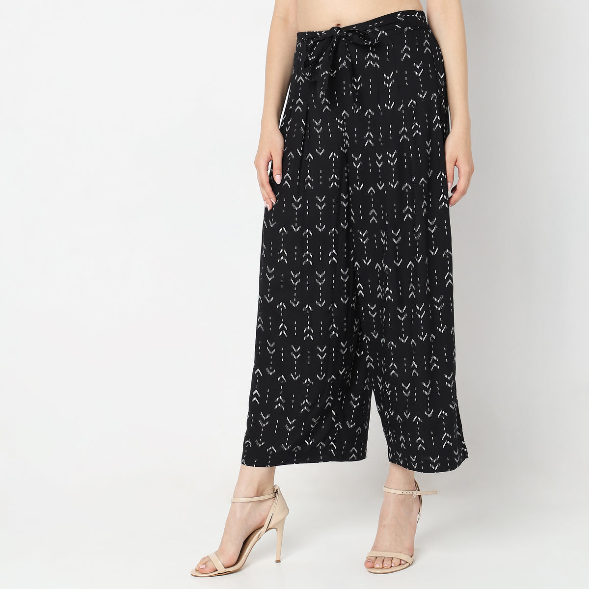 Flare Fit Printed Mid Rise Palazzos