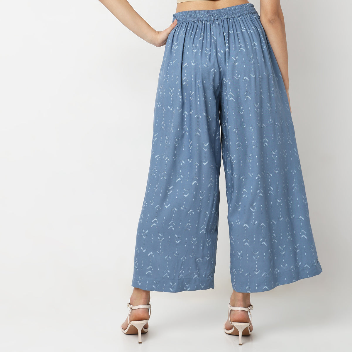 Flare Fit Printed Mid Rise Palazzos