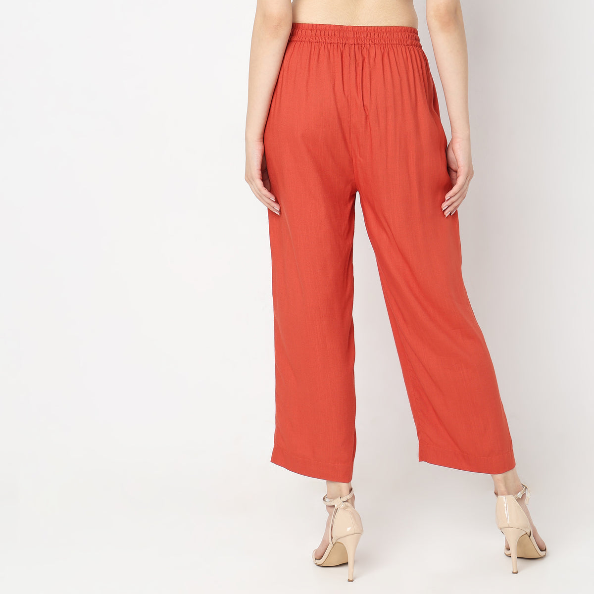 Flare Fit Solid High Rise Palazzos