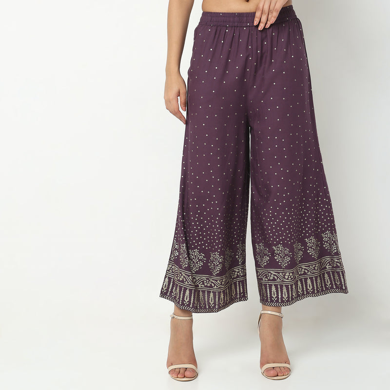 Flare Fit Printed High Rise Ethnic Palazzos