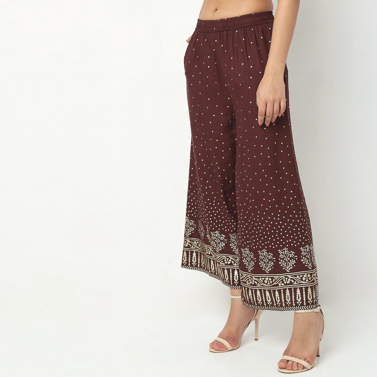 Flare Fit Printed High Rise Ethnic Palazzos