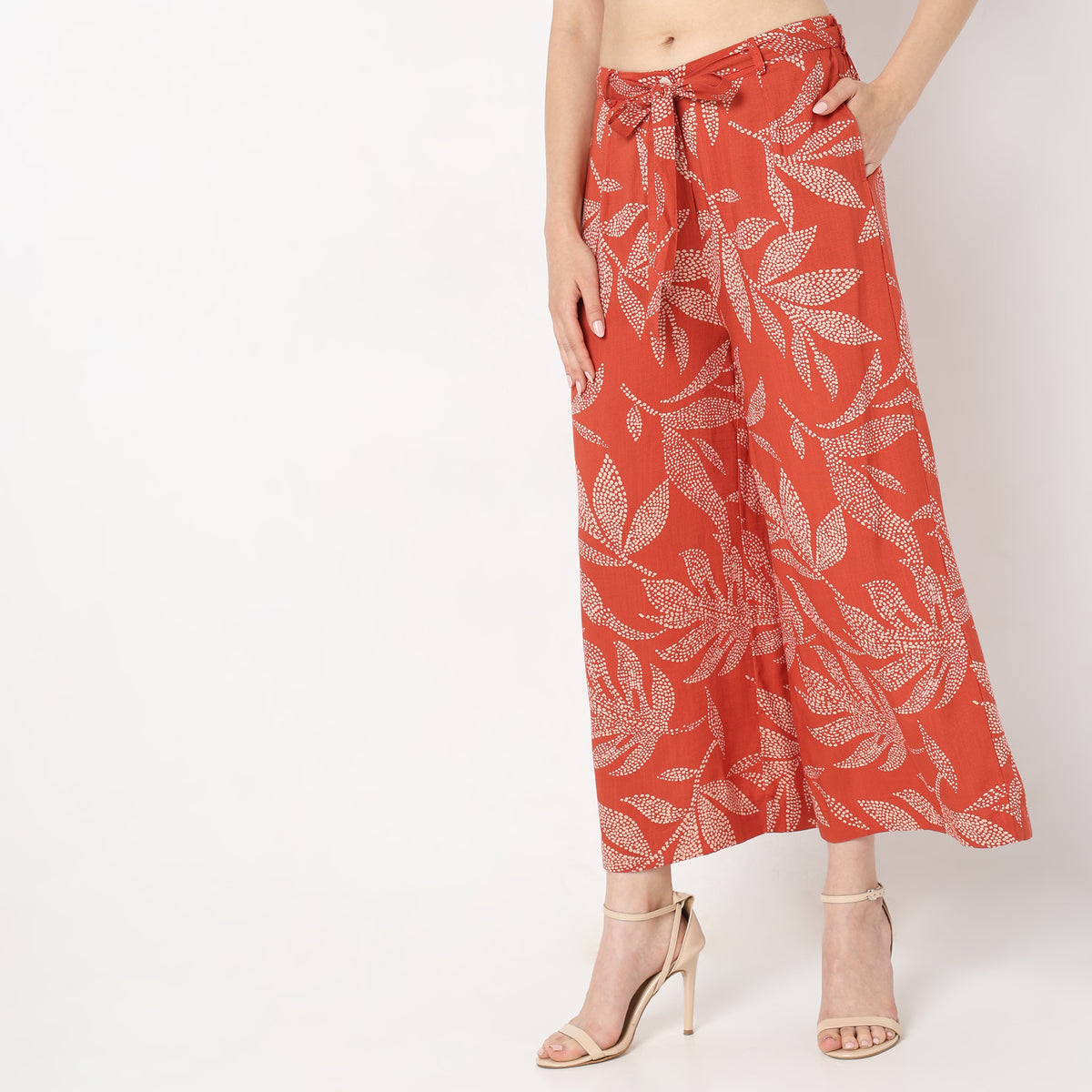 Flare Fit Printed High Rise Palazzos