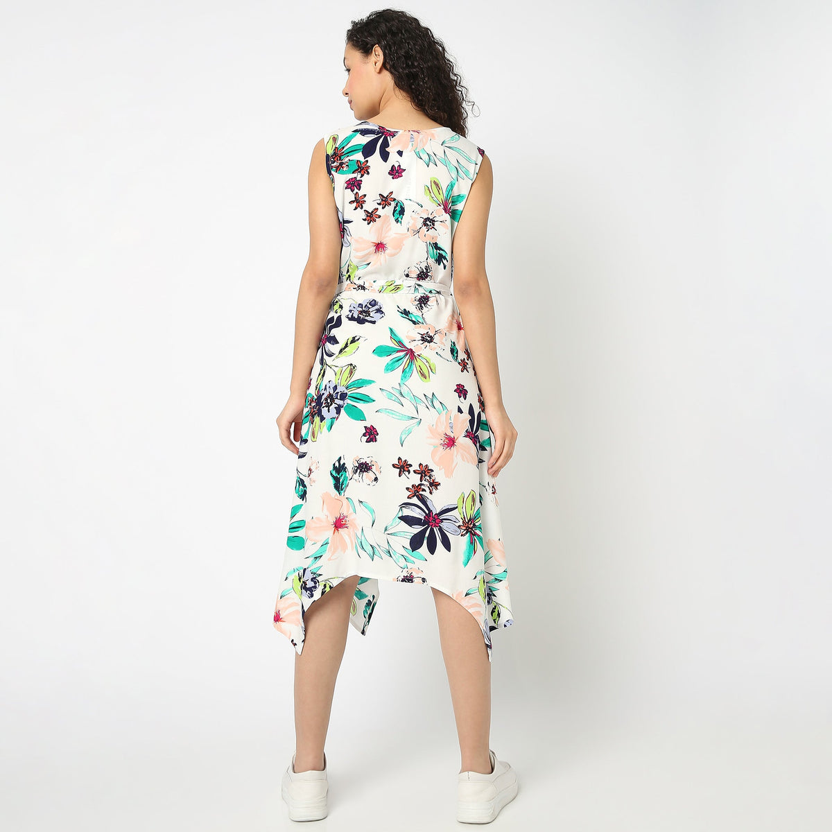 Women Wearing Flare Fit Floral Dress