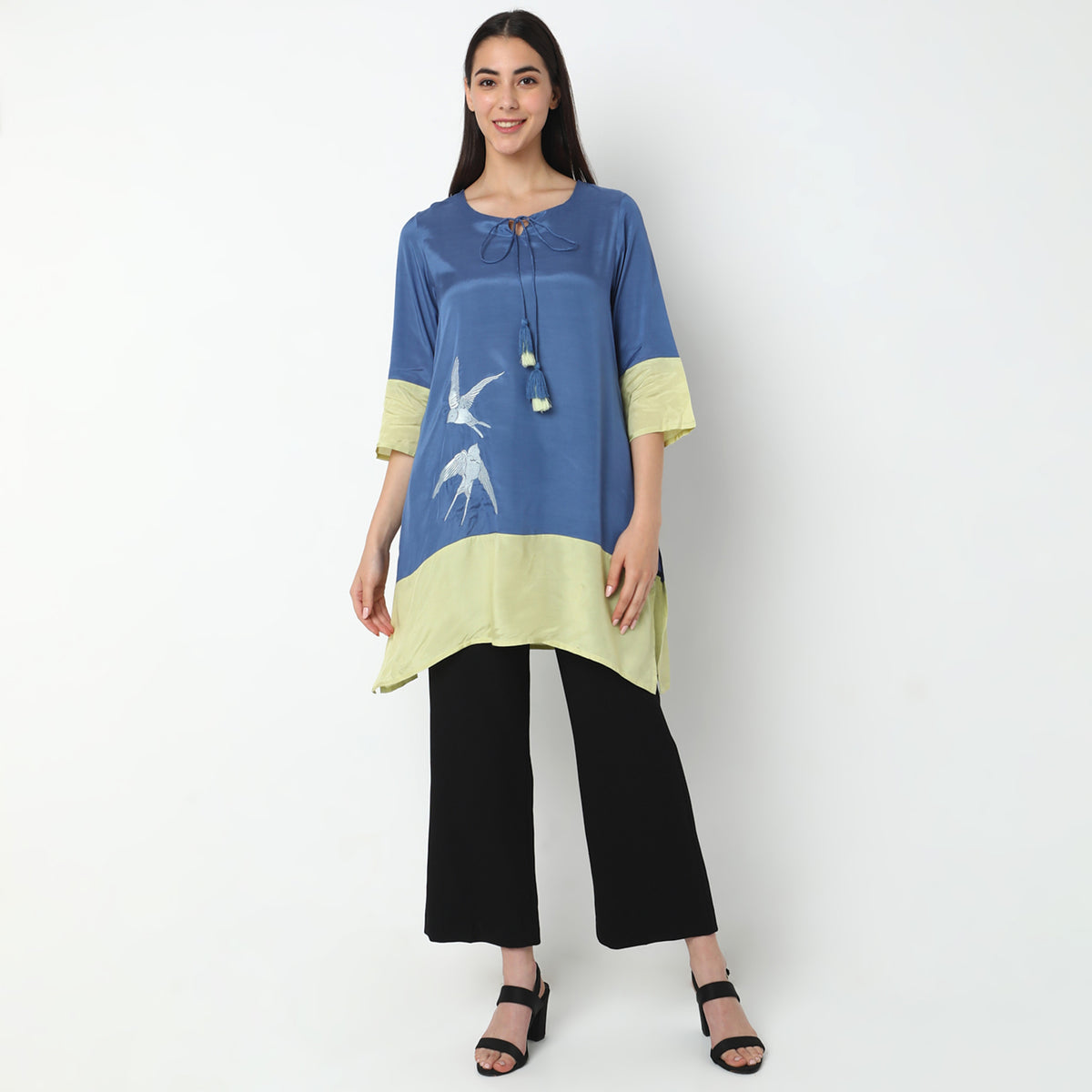 Flare Fit Solid Kurta