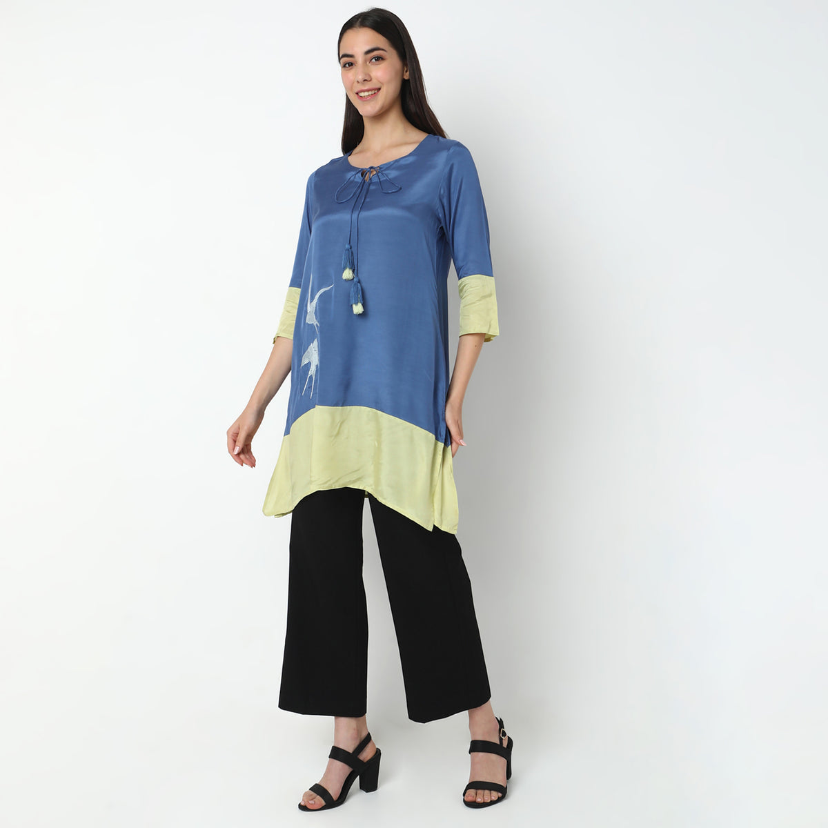 Flare Fit Solid Kurta