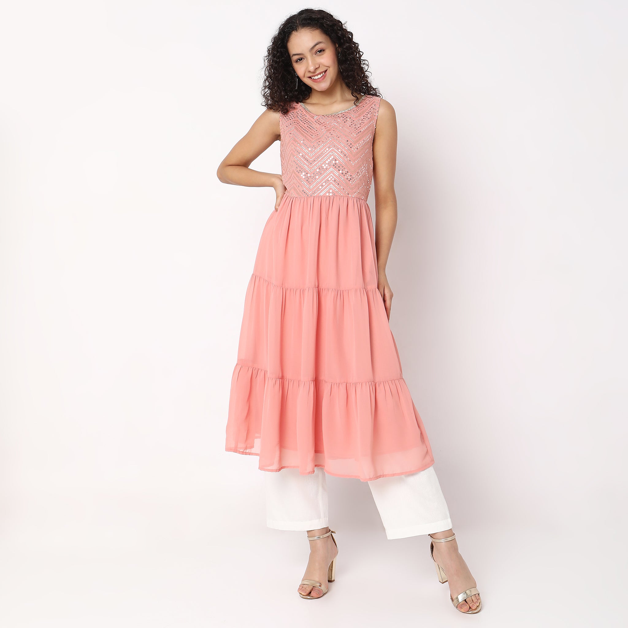 Flare Fit Embellished Kurta