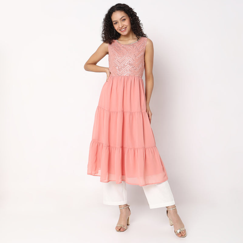 Flare Fit Embellished Kurta