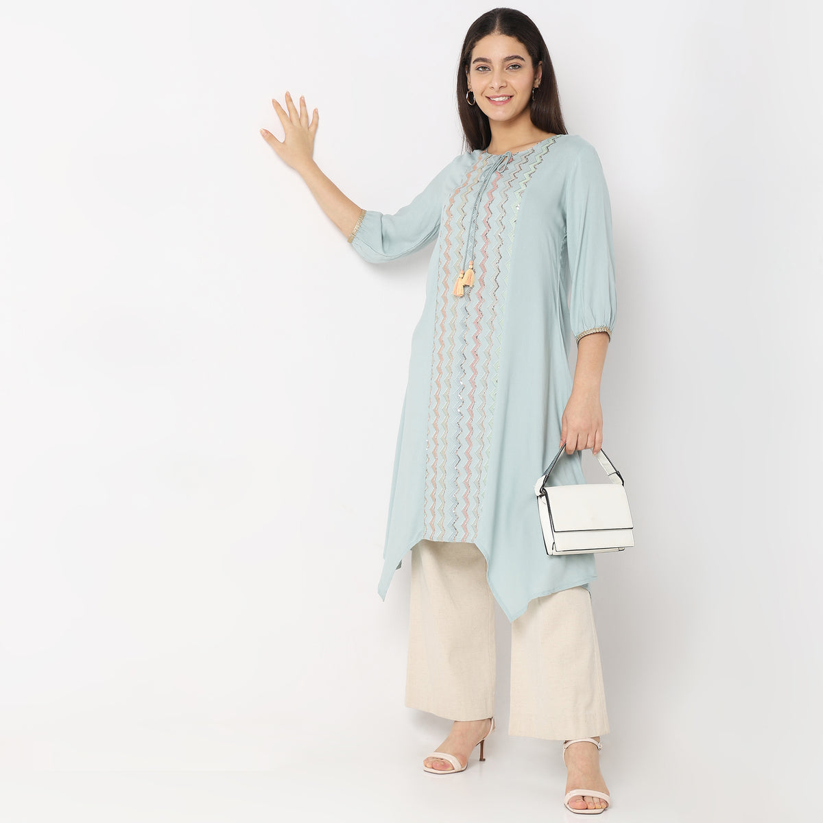 Mid Flare Embroidered Kurta