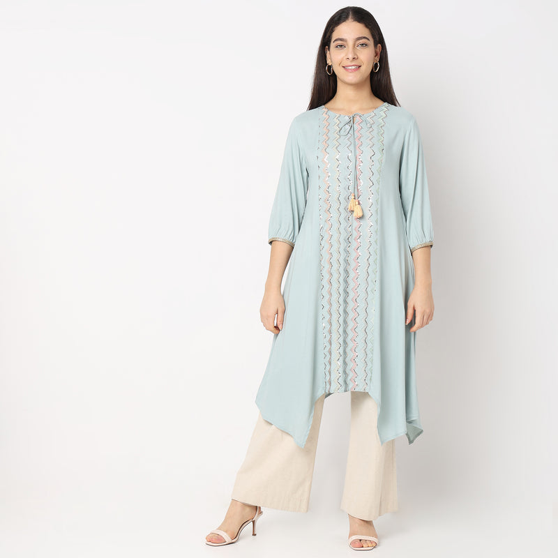 Mid Flare Embroidered Kurta