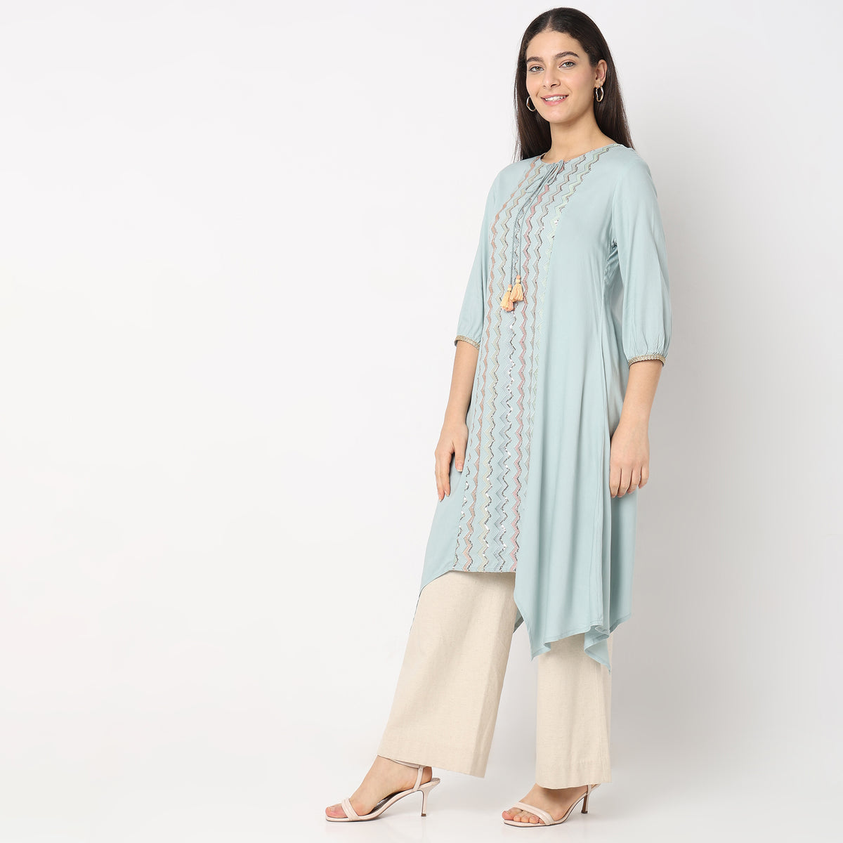 Mid Flare Embroidered Kurta