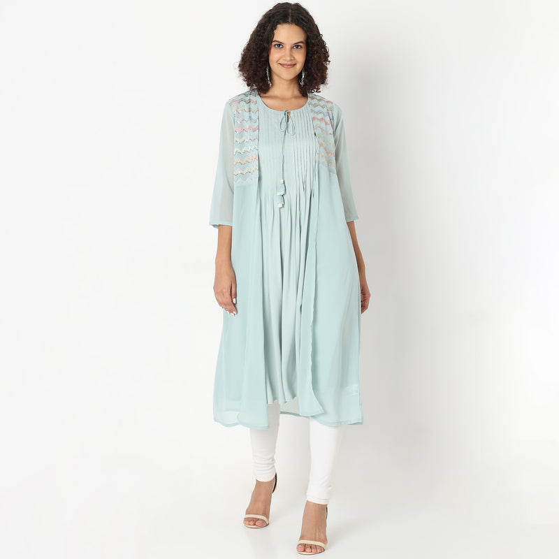 Flare Fit Embellished Kurta