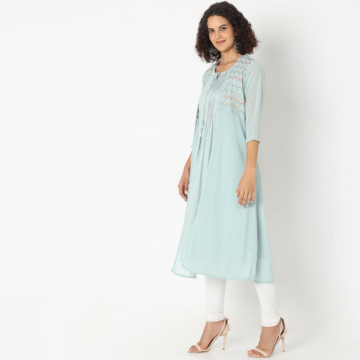 Flare Fit Embellished Kurta