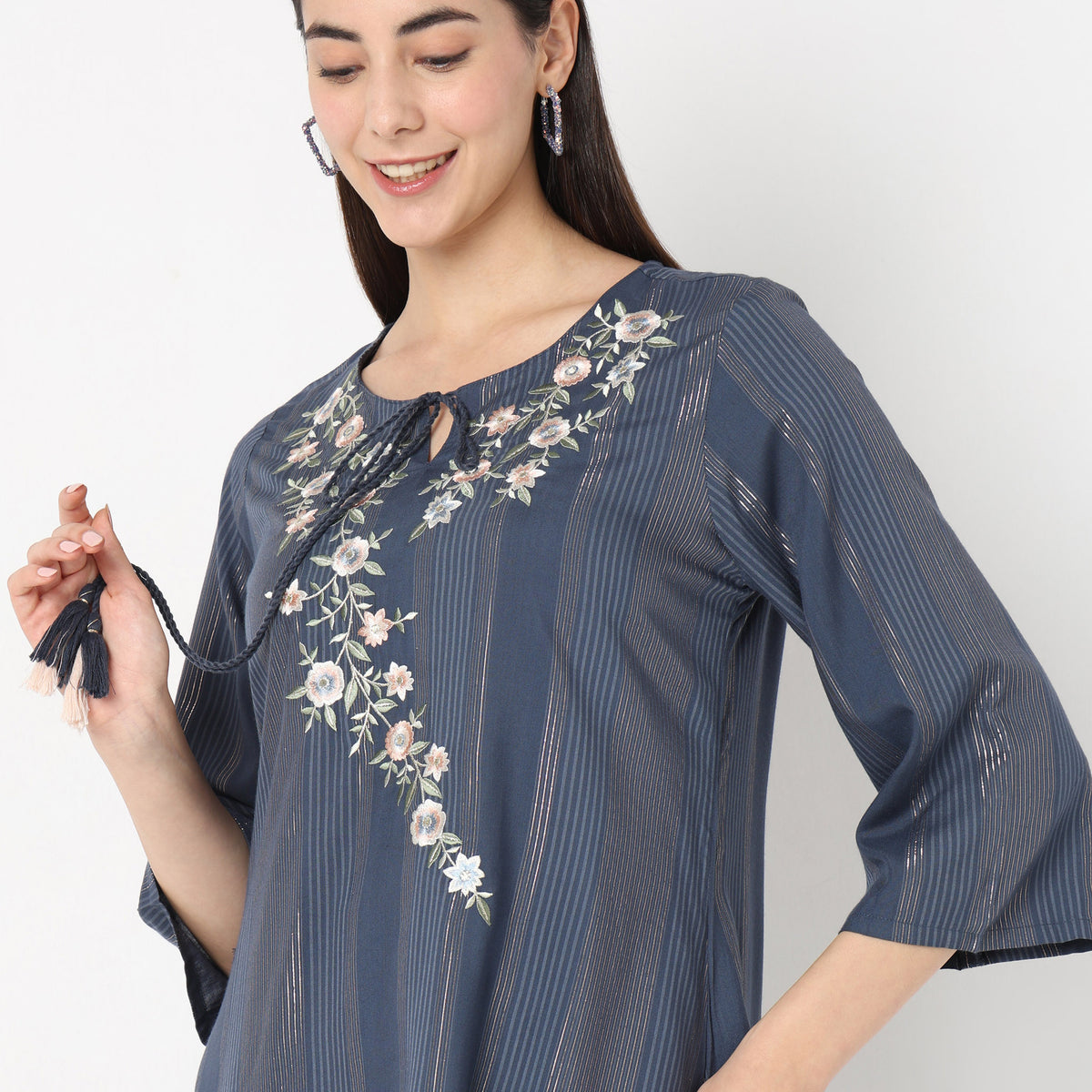 Flare Fit Embroidered Kurta