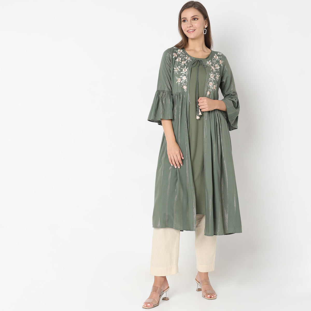 Flare Fit Embroidered Kurta