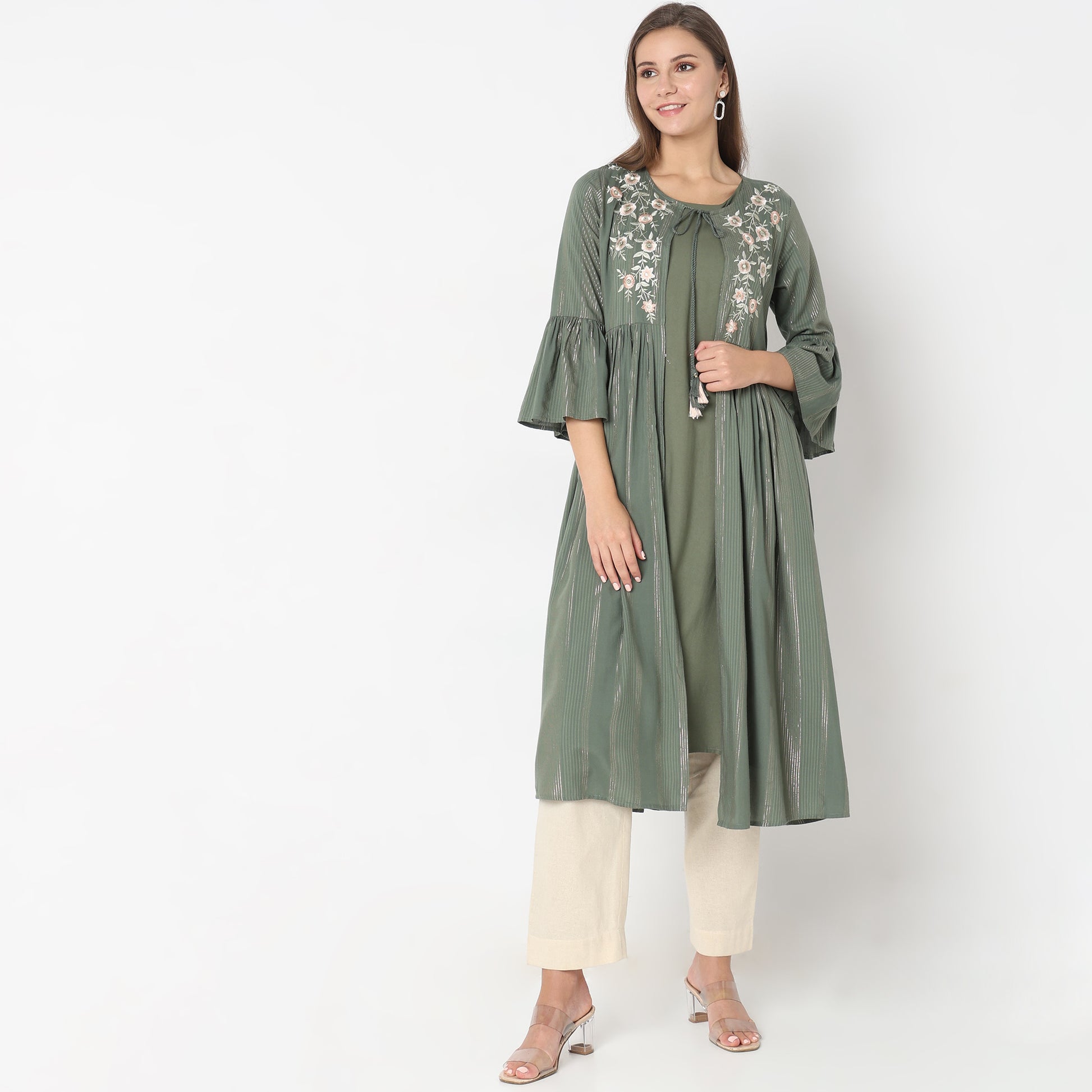 Flare Fit Embroidered Kurta