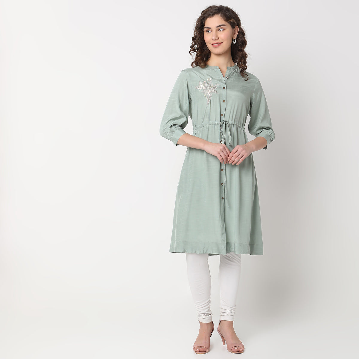 Mid Flare Embroidered Kurta