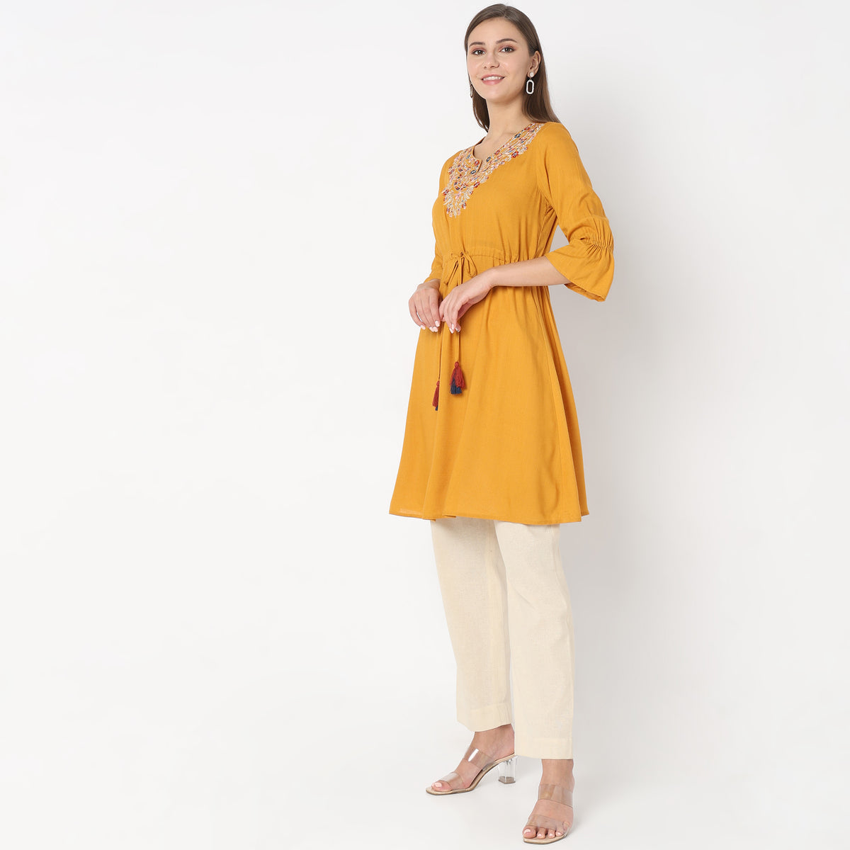 Regular Fit Embroidered Kurta