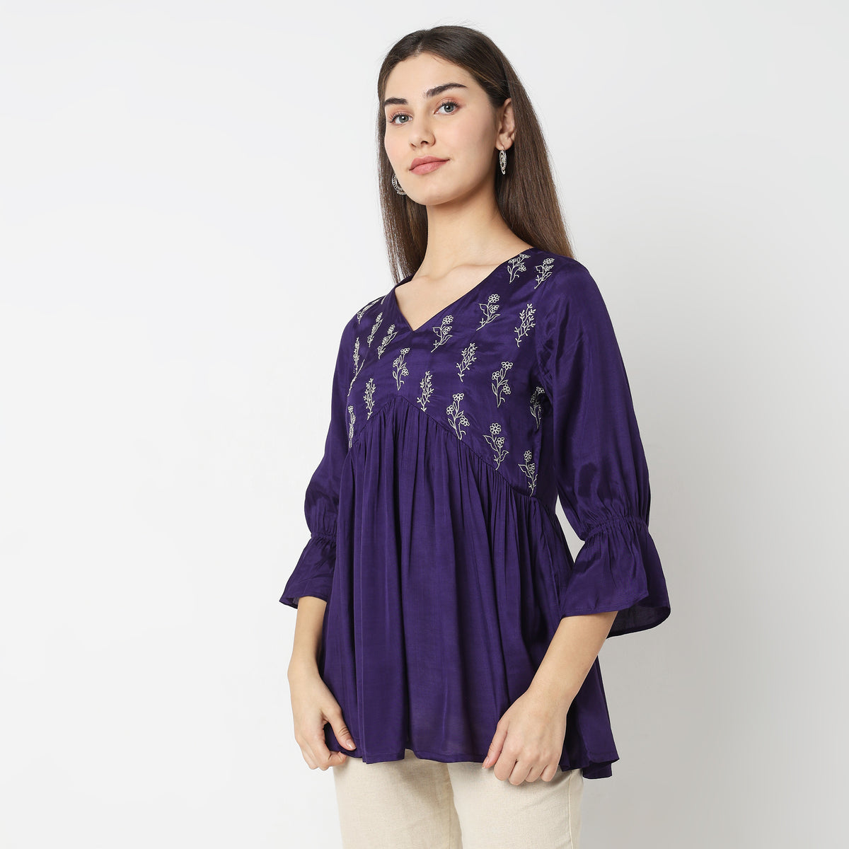 Regular Fit Embroidered Top