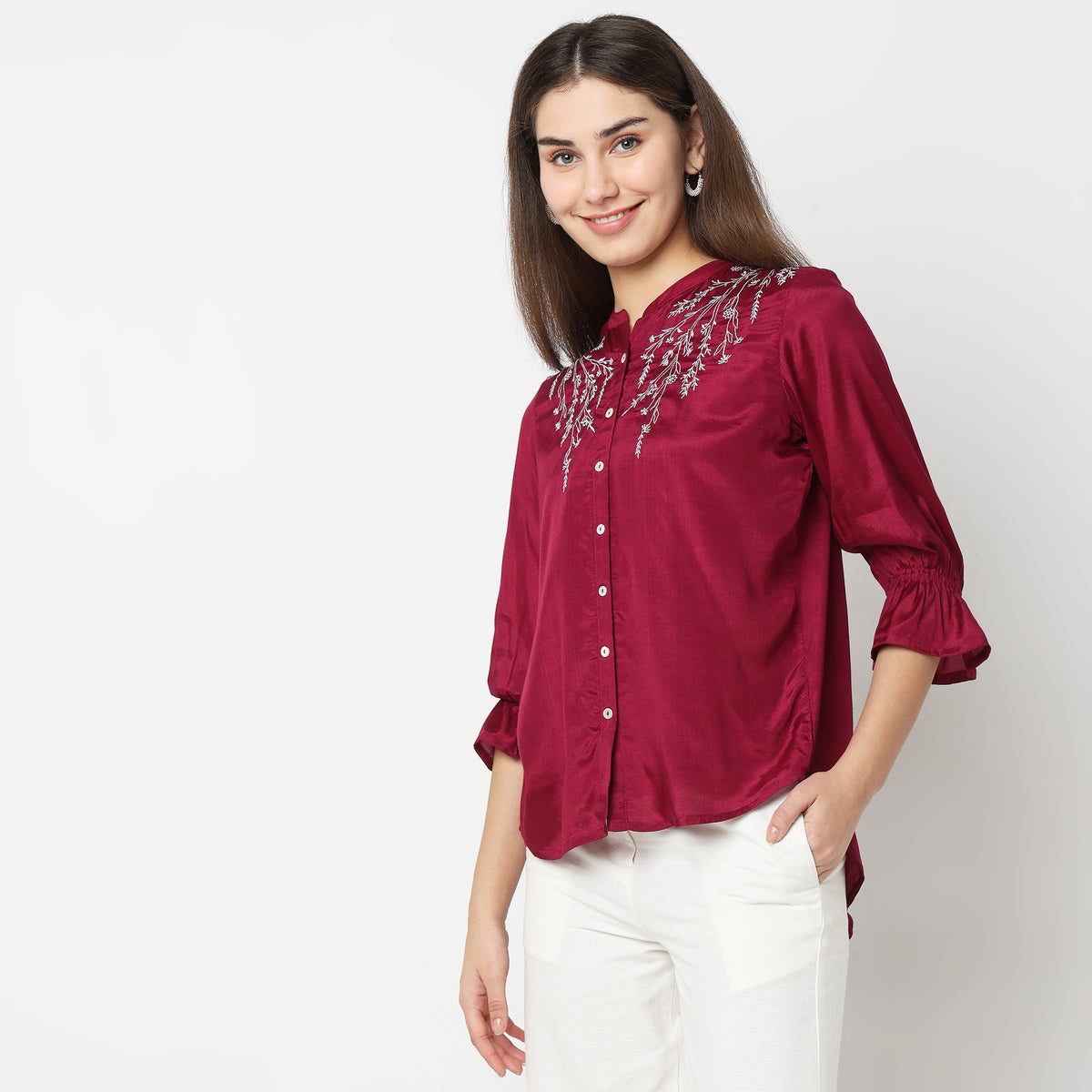 Regular Fit Embroidered Top