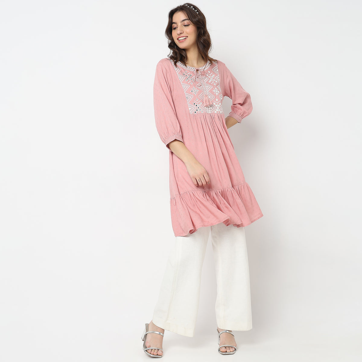 Flare Fit Embellished Kurta