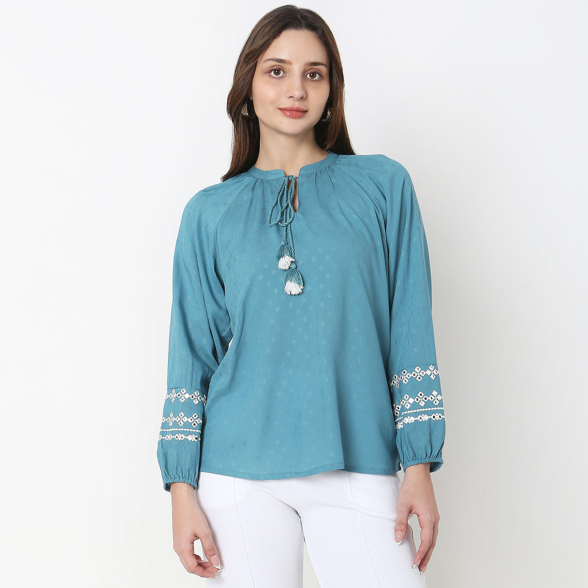 Regular Fit Embroidered Top