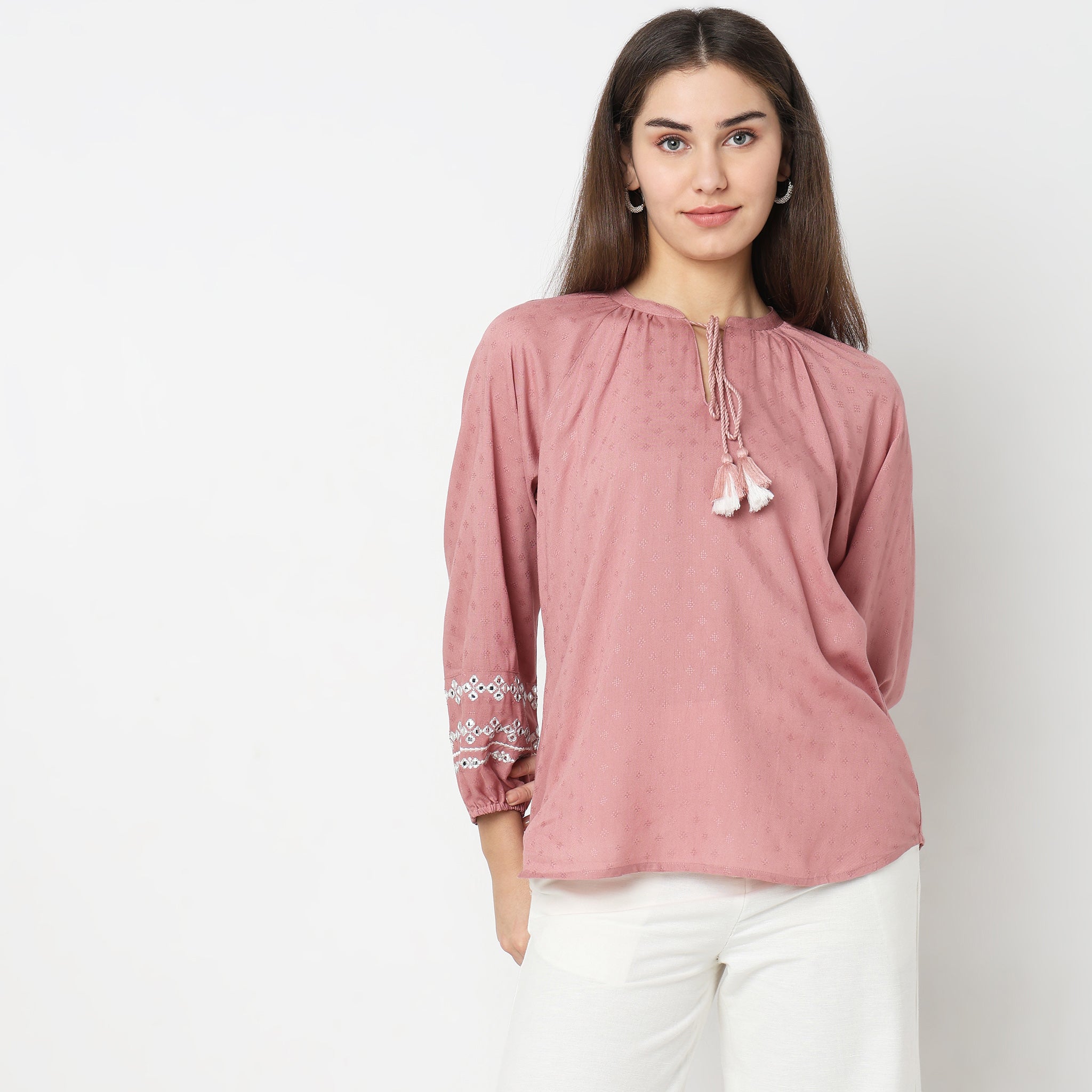 Regular Fit Embroidered Top