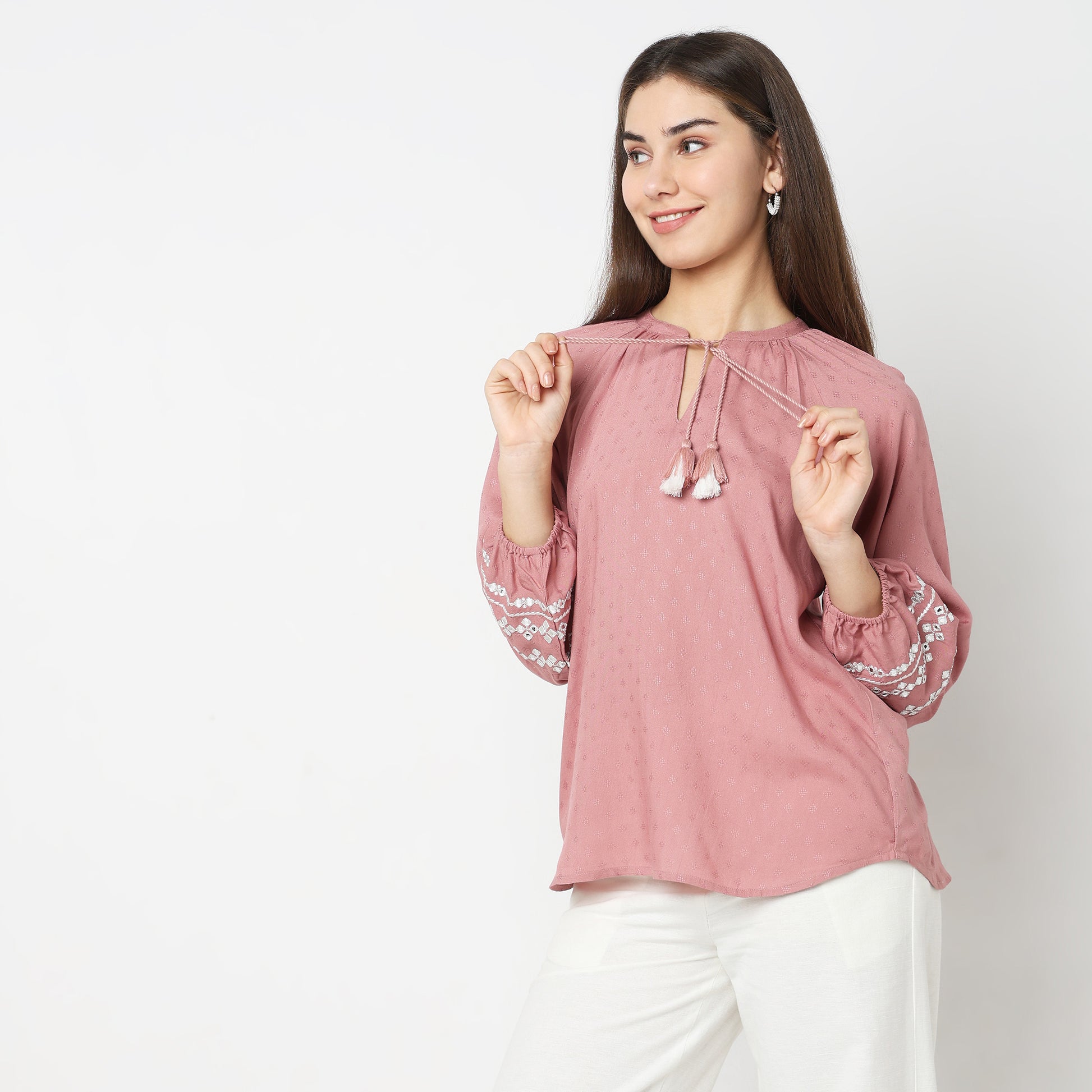 Regular Fit Embroidered Top