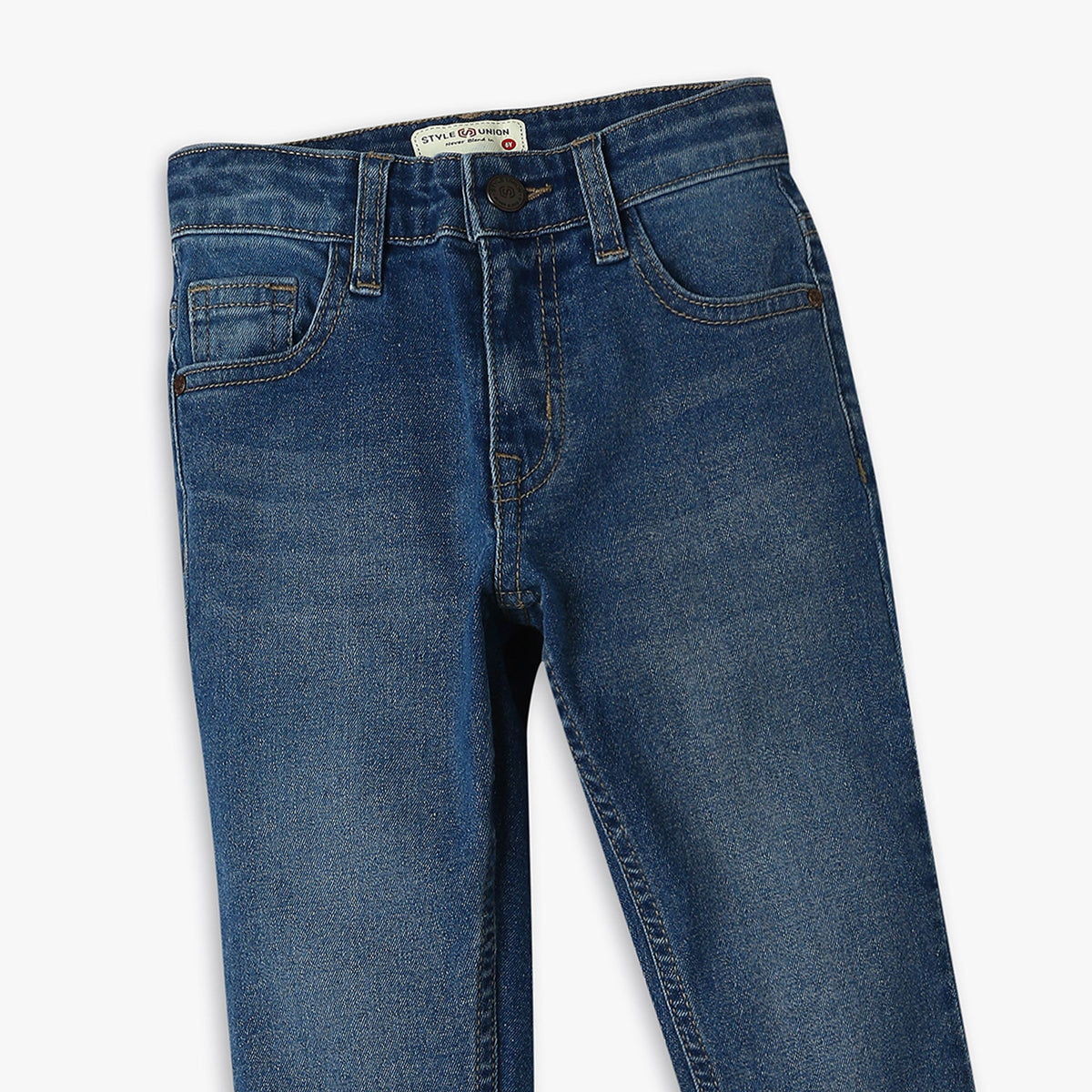 Boy's Regular Fit Solid Mid Rise Jeans