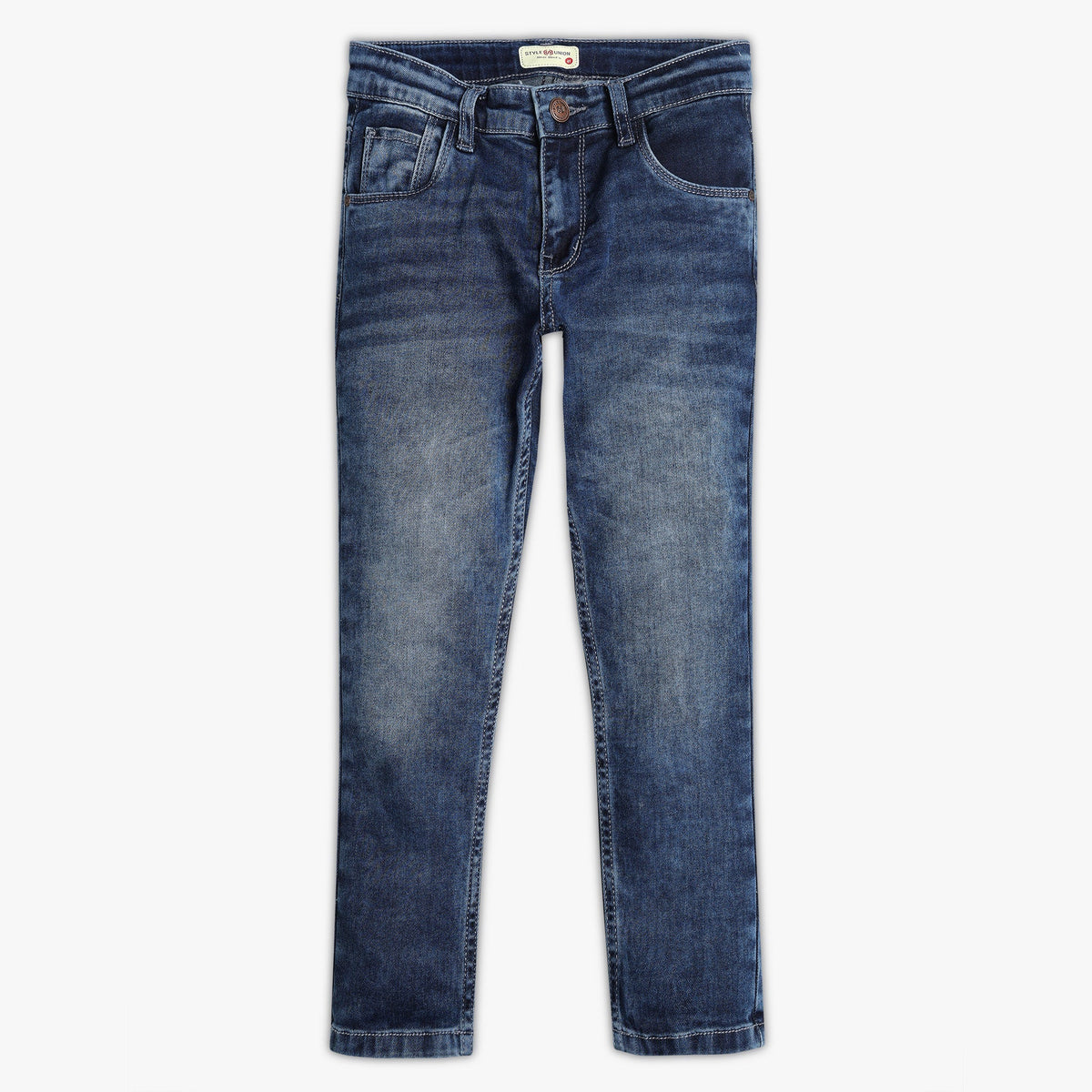 Boys Regular Fit Solid Mid Rise Jeans