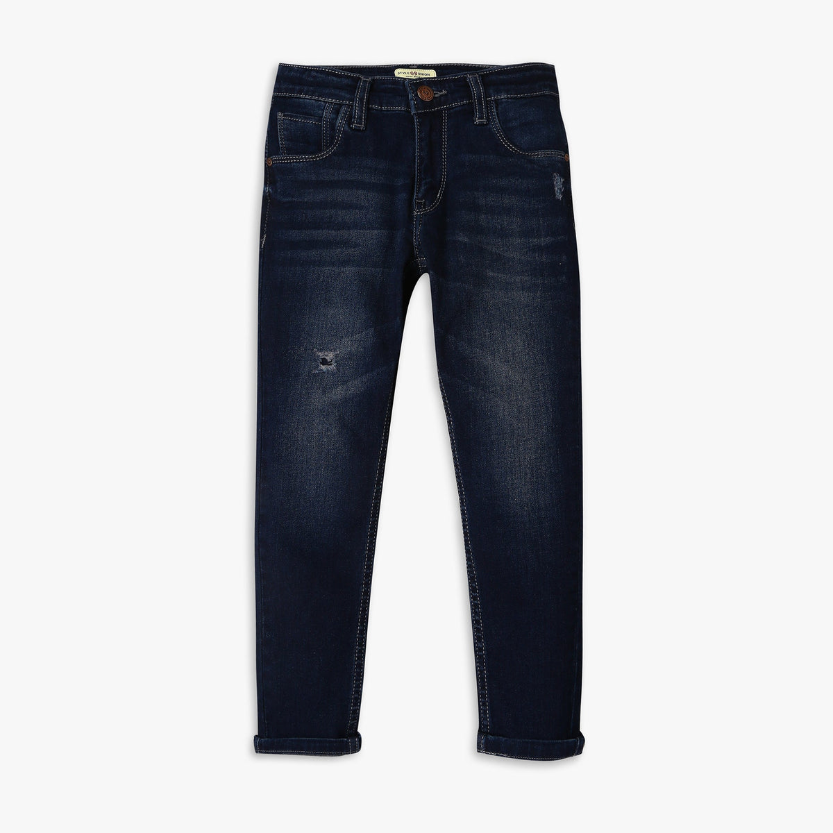 Boy's Regular Fit Solid Mid Rise Jeans