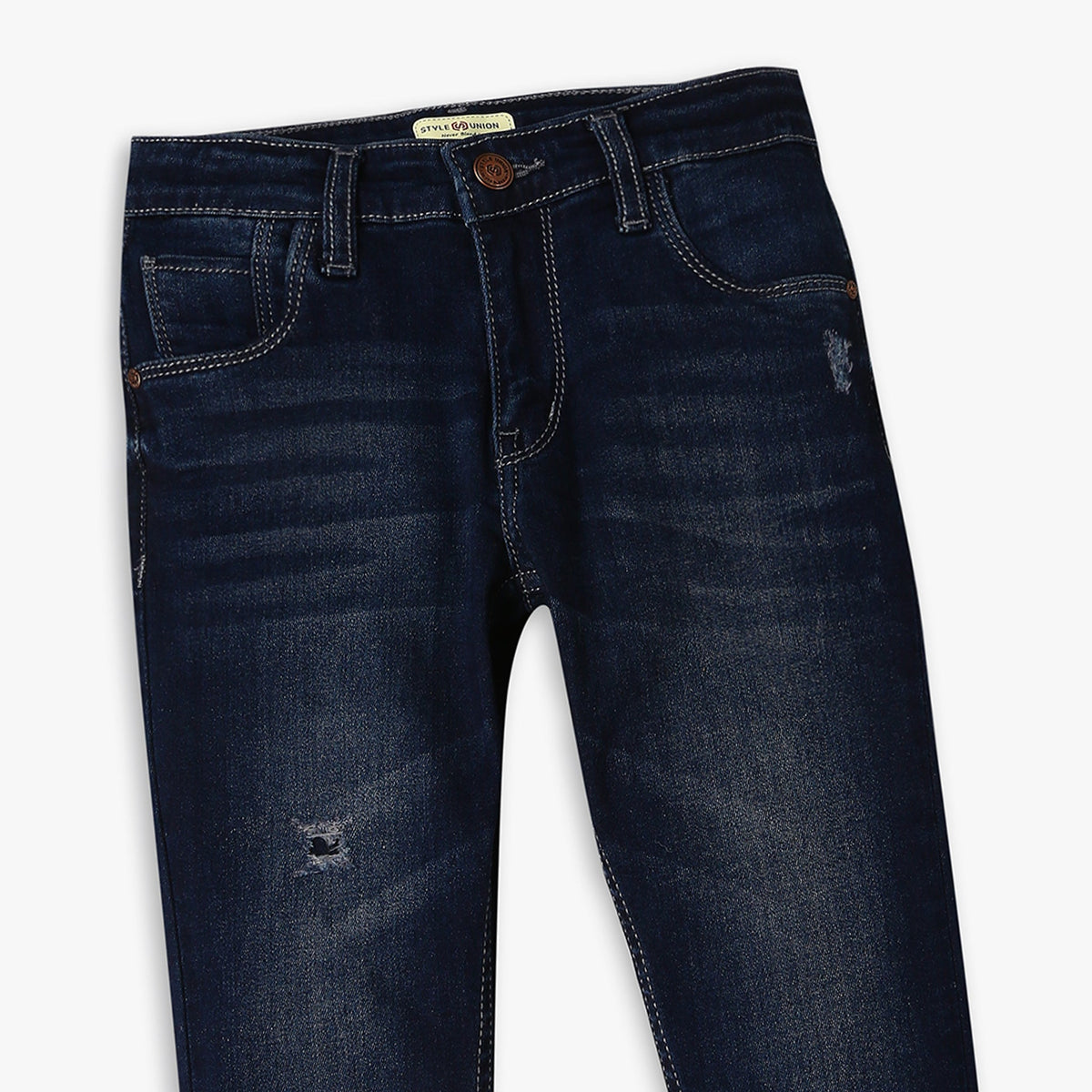 Boy's Regular Fit Solid Mid Rise Jeans