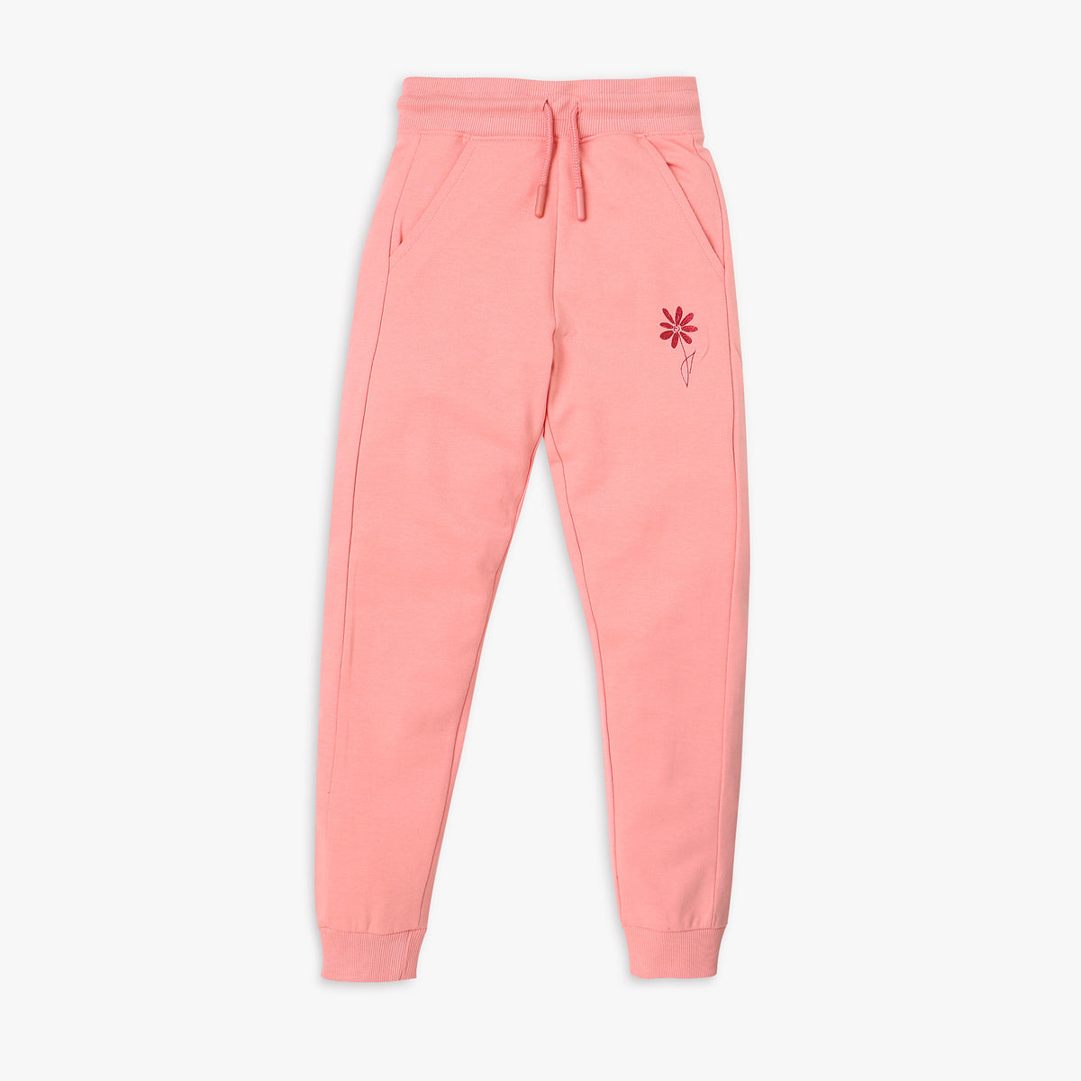 Girl's Regular Fit Solid Mid Rise Joggers