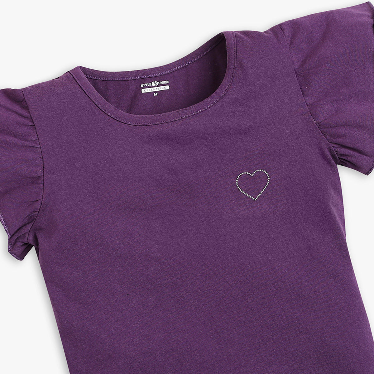 Girls Regular Fit Solid T-Shirt