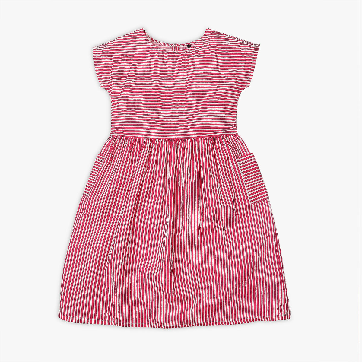 Girl's Regular Fit Striped Frock