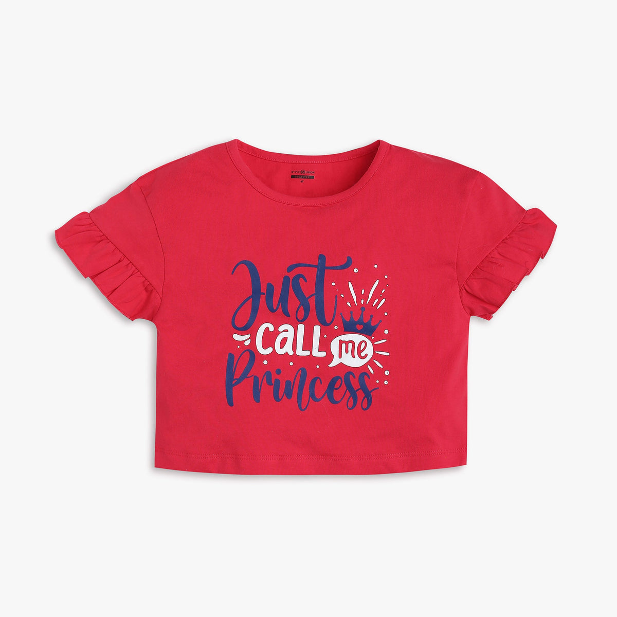 Girl Wearing Girl's Regular Fit Printed T-Shirt