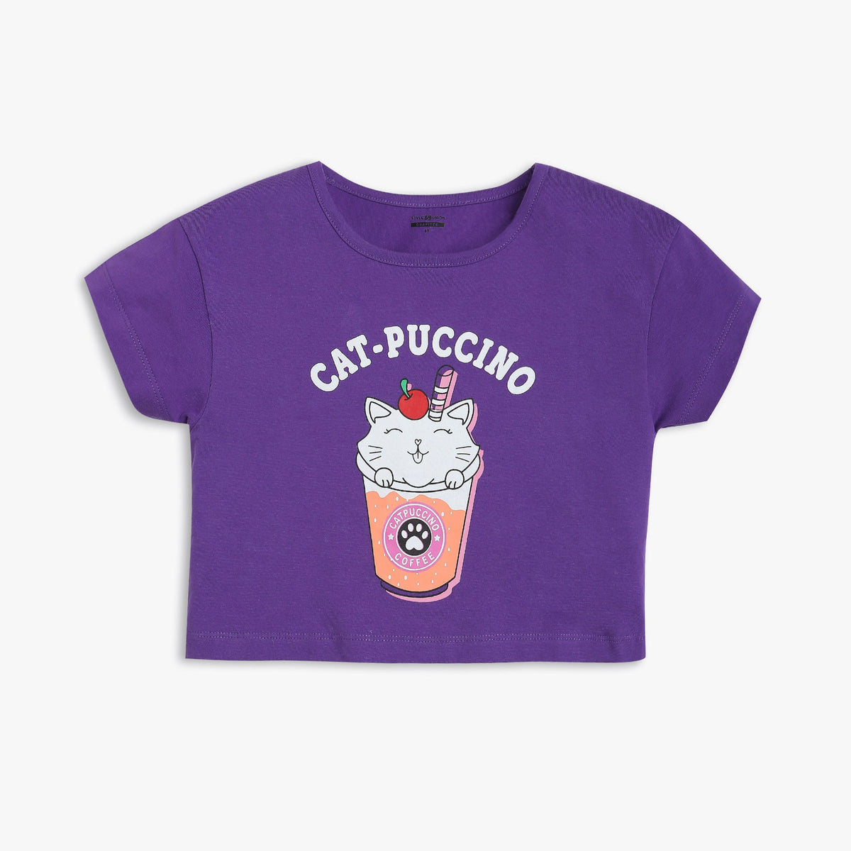 Girl Wearing Girl's Regular Fit Printed T-Shirt