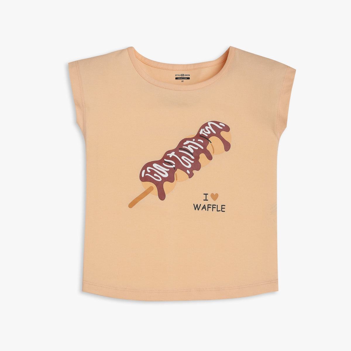 Girl Wearing Girl's Regular Fit Printed T-Shirt