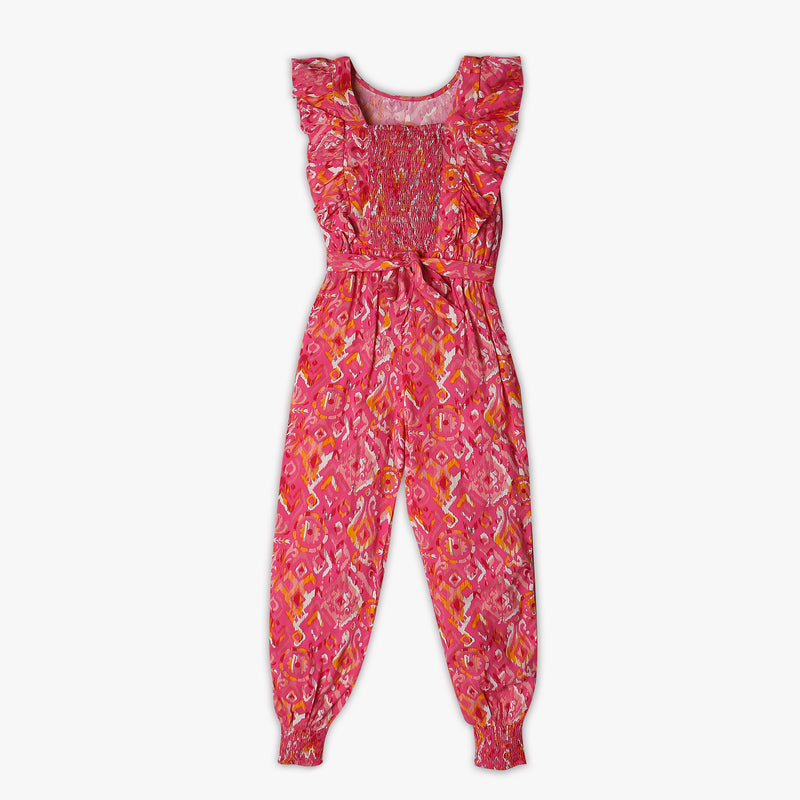 Girl's Regular Fit Printed Jumpsuit